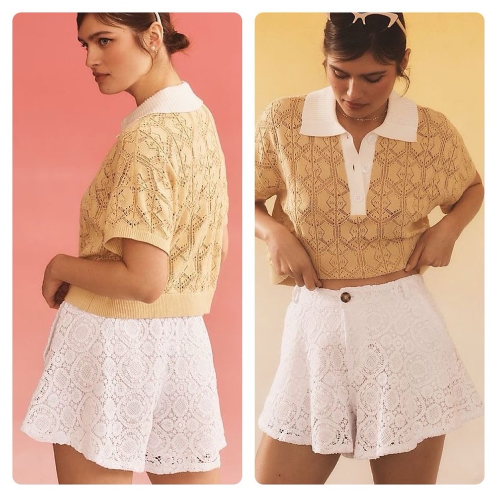 ❌SOLD❌ Anthropologie Skirty Shorts White Crochet Lace NWT. XS